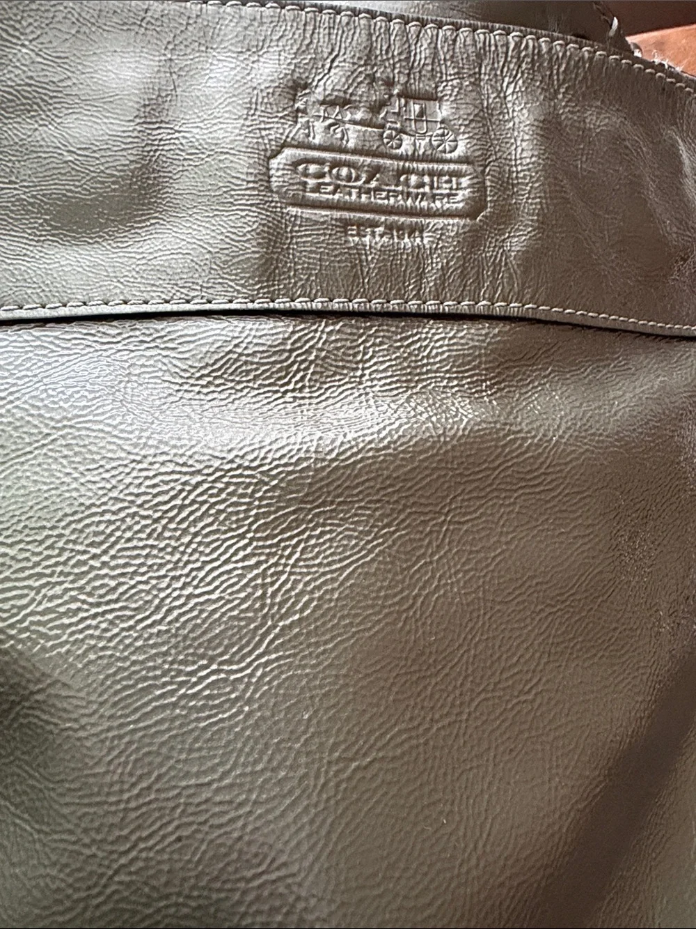 Coach Zoe Olive Green Leather Shoulder Bag with Silver Hardware